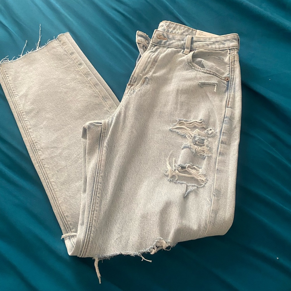 American Rag Light Blue Distressed Straight-Leg Jeans